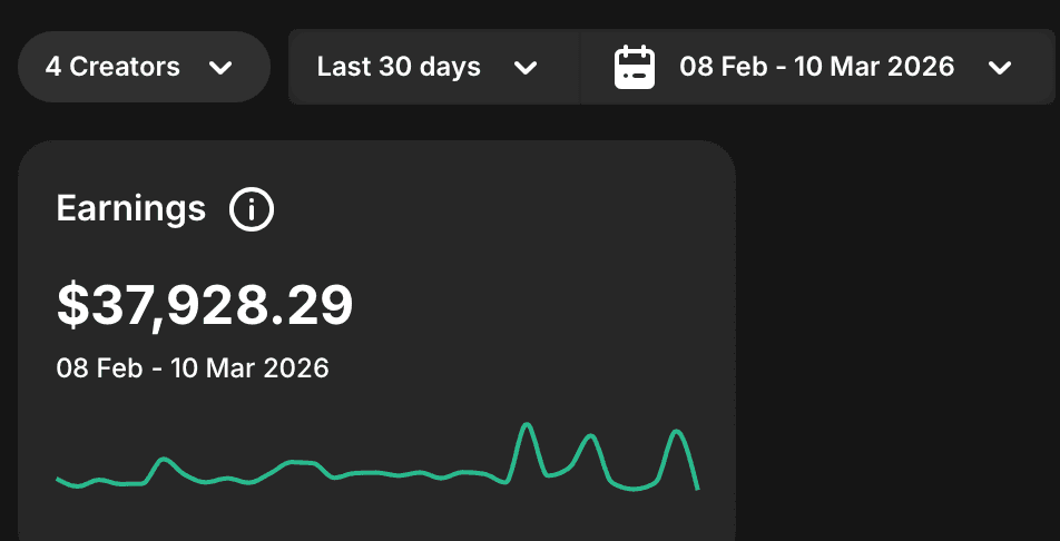Earnings screenshot — měsíční přehled